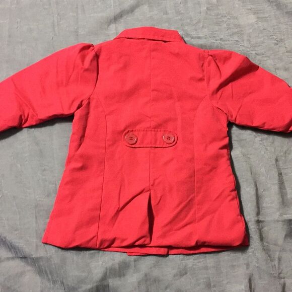Baby Girl Red Trench Style Jacket 24 Months Flannel Lined Spring Summer - Picture 7 of 11